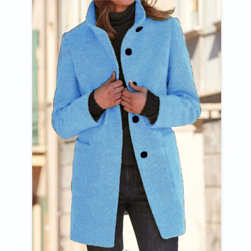 Damen eleganter und warmer Wollmantel Drune