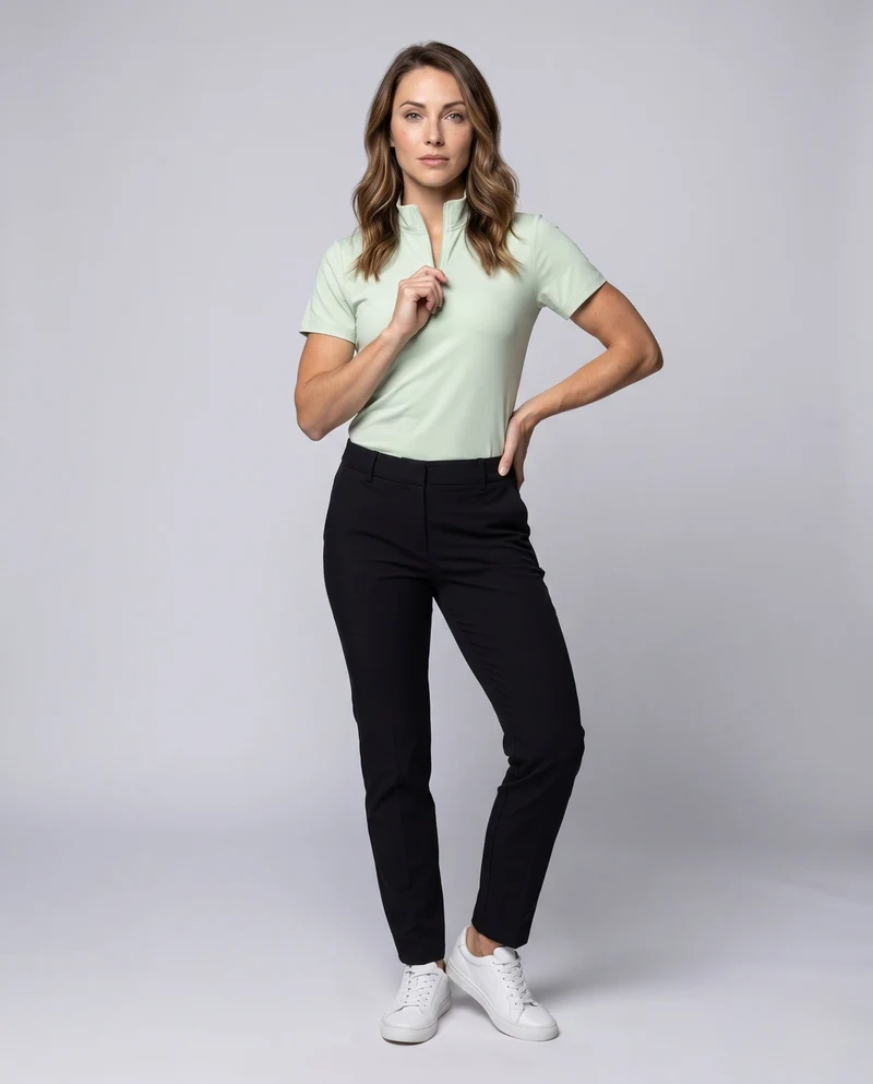 Damen Kurzarm Funktionsshirt mit Reißverschluss Drune