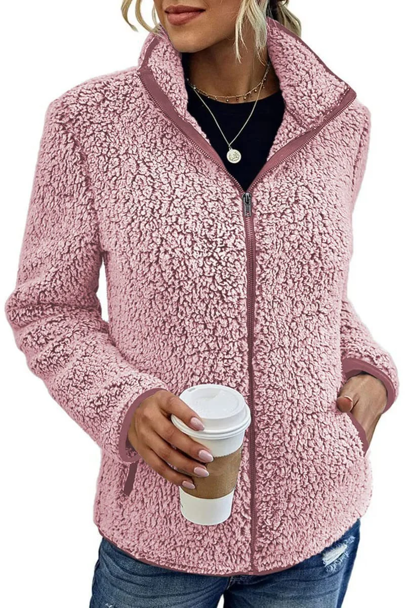 Damen Fleecejacke mit hohem Kragen und praktischen Reißverschlusstaschen Drune