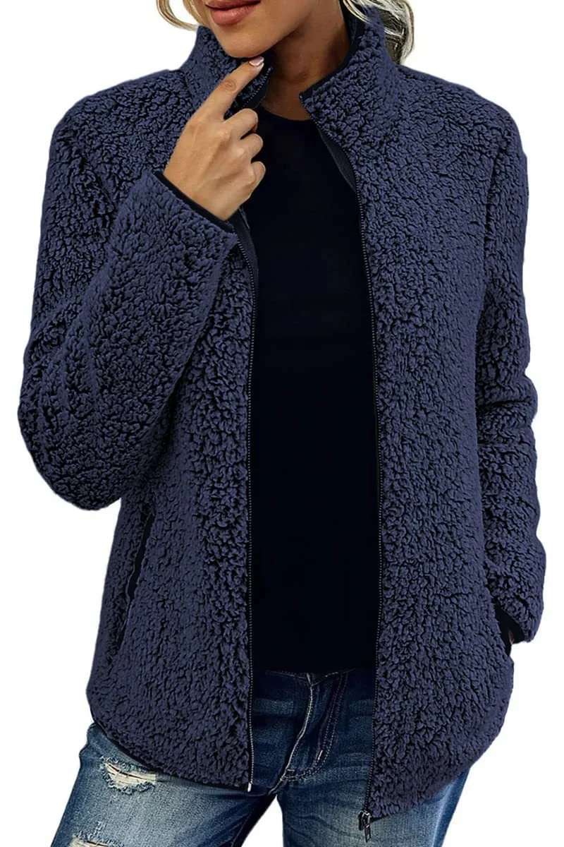 Damen Fleecejacke mit hohem Kragen und praktischen Reißverschlusstaschen Drune