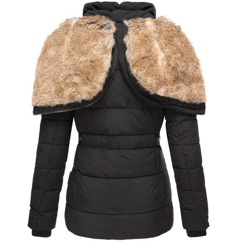 Drune | Winterjacke mit Fellfutter Damen - Schwarz