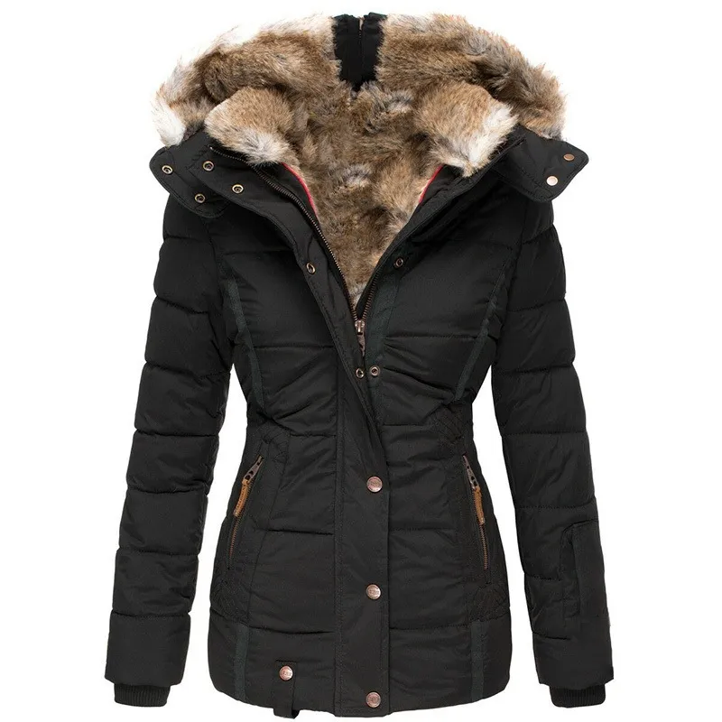 Drune | Winterjacke mit Fellfutter Damen - Schwarz