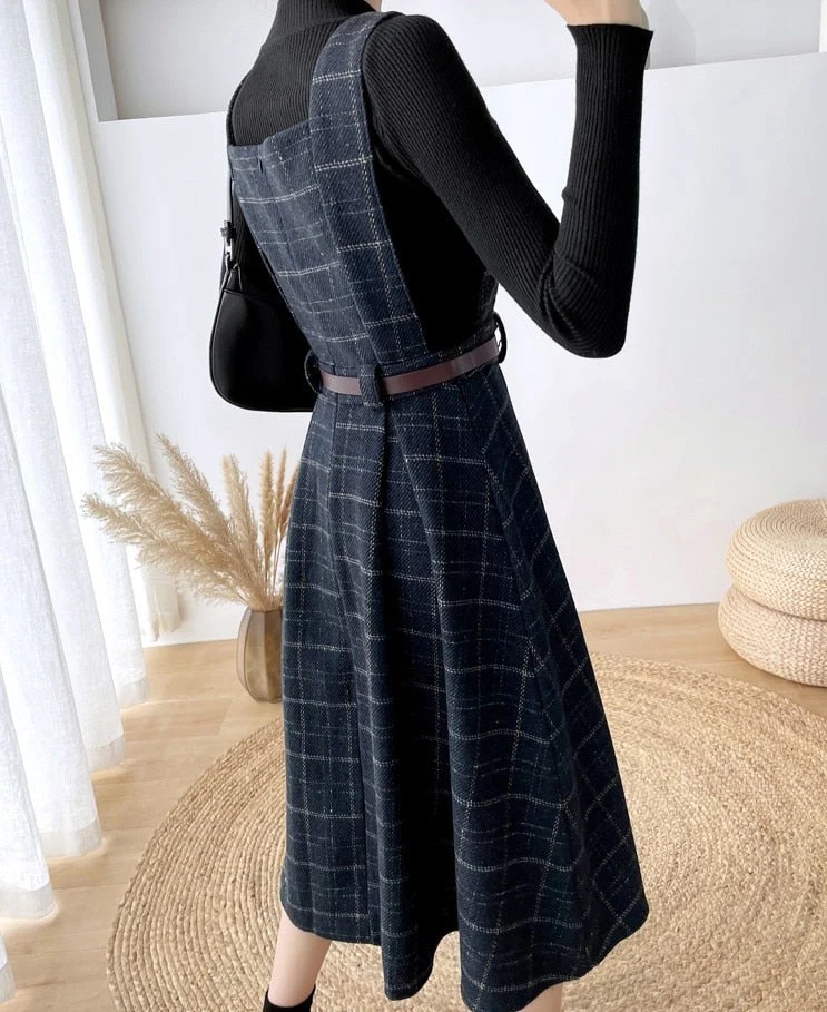 Drune - Frauen Stilvolles Vintage-Kariertes Kleid