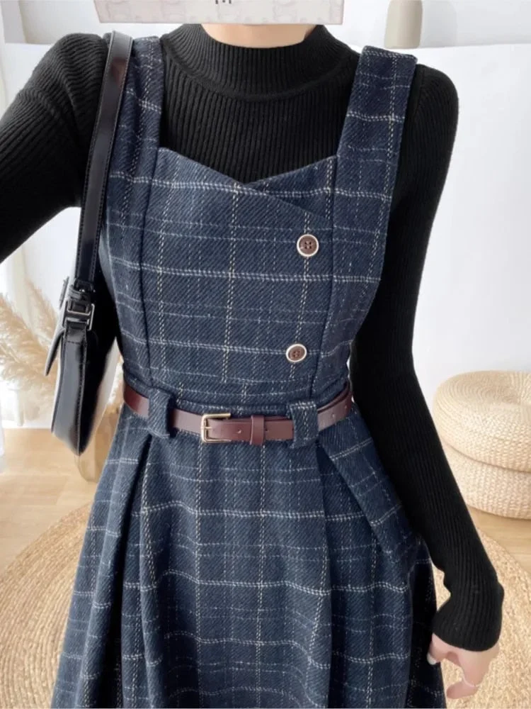 Drune - Frauen Stilvolles Vintage-Kariertes Kleid