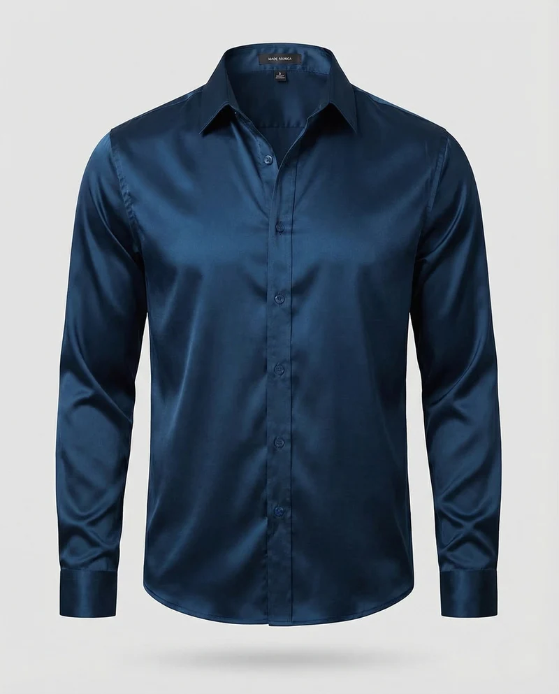 Satin Abendhemd Mit Haifischkragen Herren