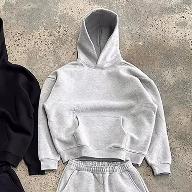 Herren nan urbaner Boxy-Hoodie mit verkürztem Rumpf, überschnittener Schulter und weichem Fleece-Innenfutter Drune