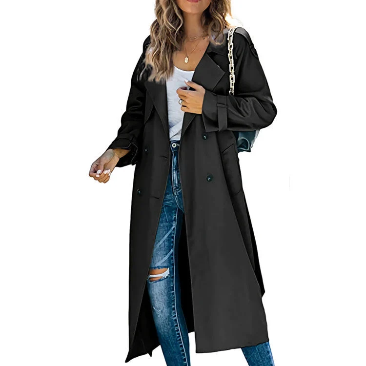 Damen Modischer Trenchcoat mit doppelter Knopfleiste und lässigem Schnitt Drune
