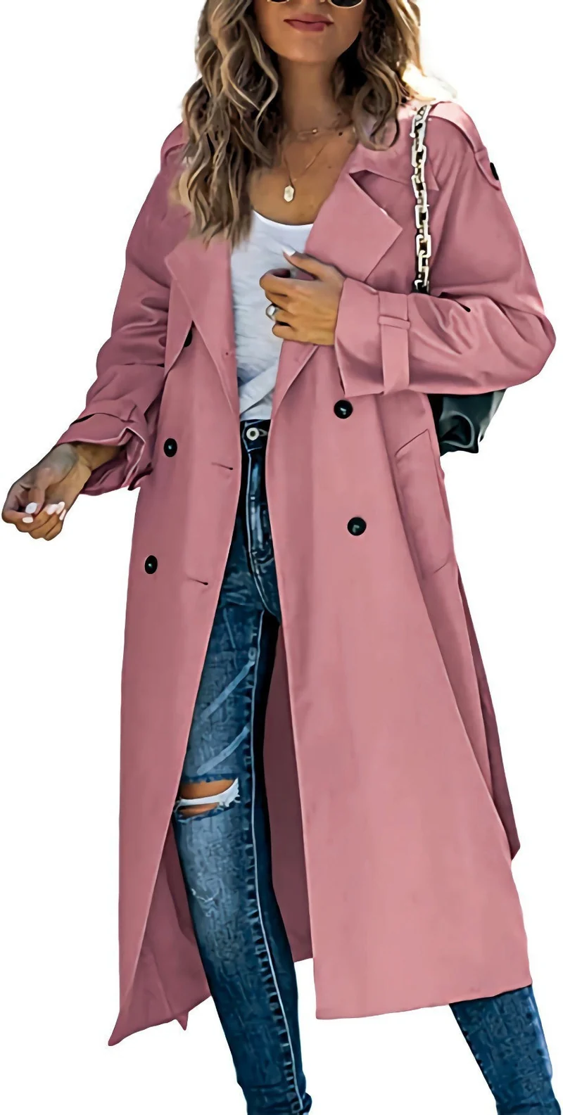 Damen Modischer Trenchcoat mit doppelter Knopfleiste und lässigem Schnitt Drune