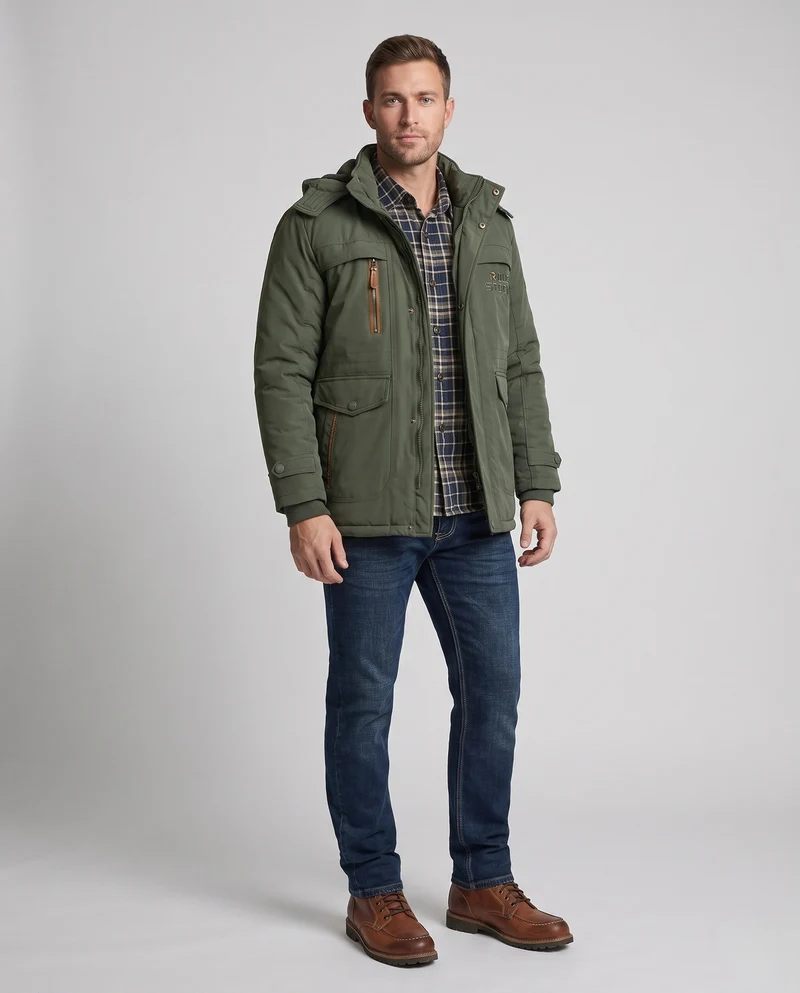 Herren multifunktionale Winterjacke mit Kunstpelzfutter Drune