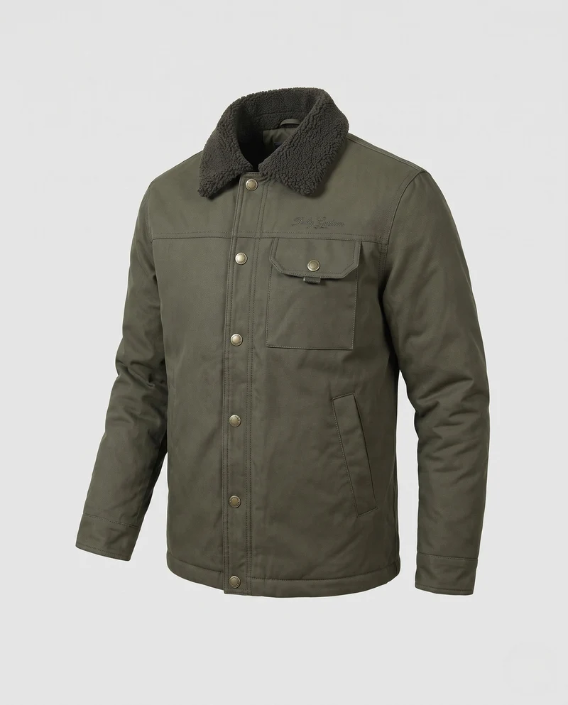 Männliche praktische Utility-Jacke mit Fleece-Kragen Drune