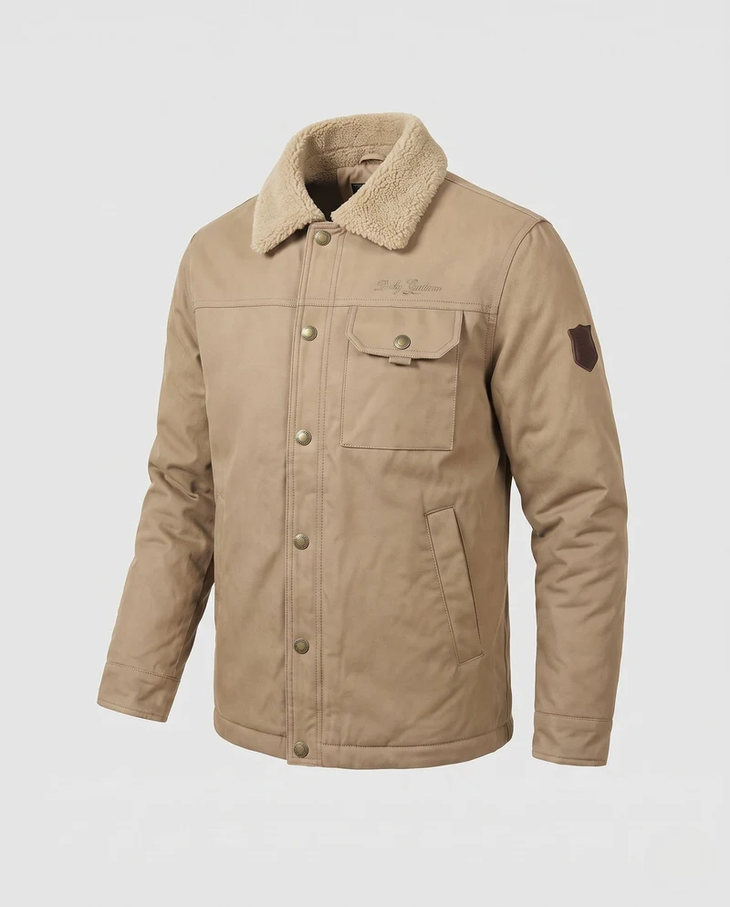 Männliche praktische Utility-Jacke mit Fleece-Kragen Drune