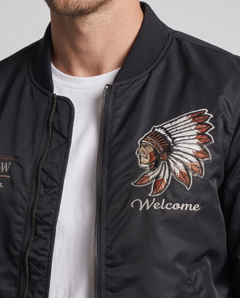 Männer Sportliche Bomberjacke mit Aufwendigen Stickdetails Drune