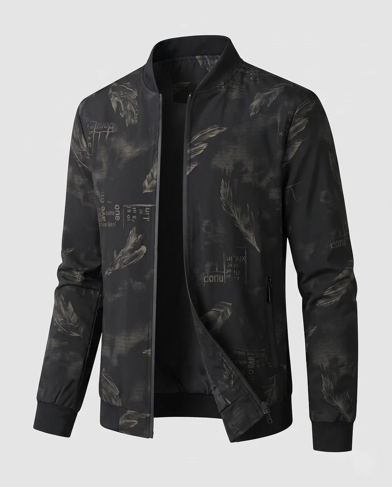 Herren Sportliche Bomberjacke mit Modischem Druck Drune