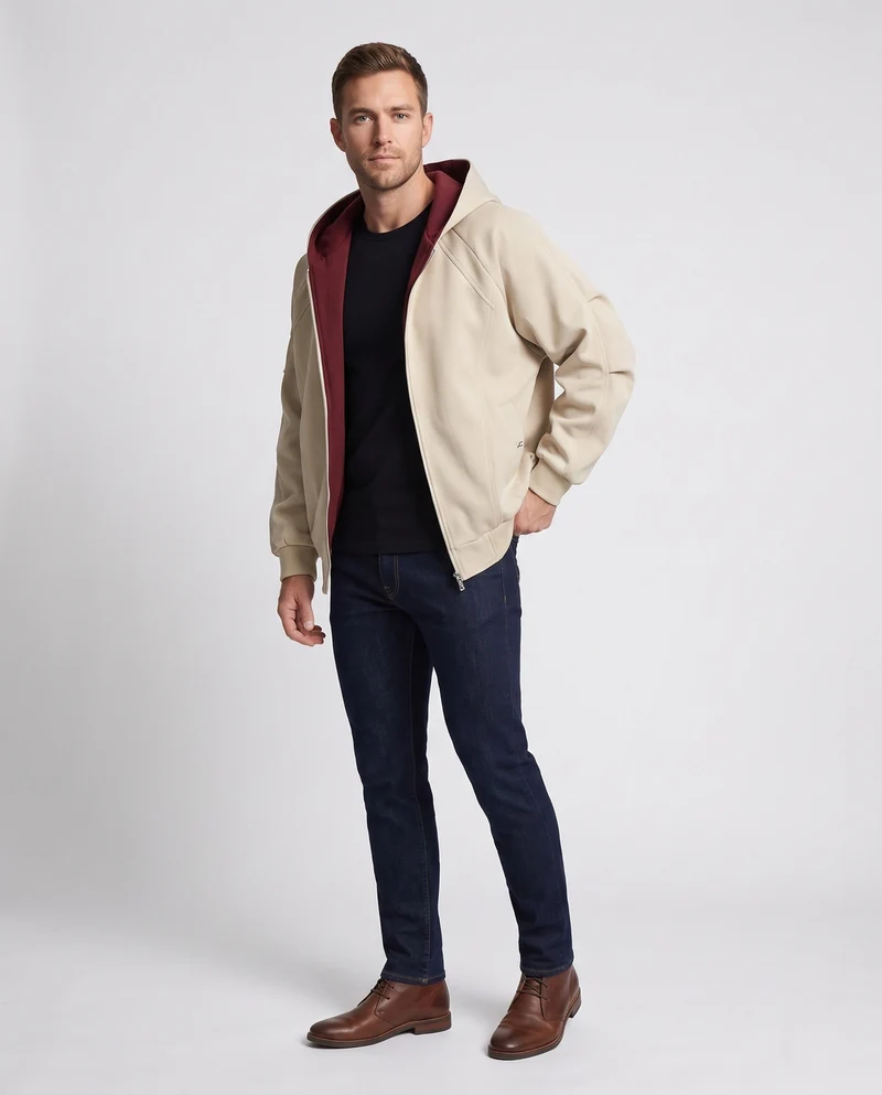 Herren Sportlicher Hoodie Jacke Drune