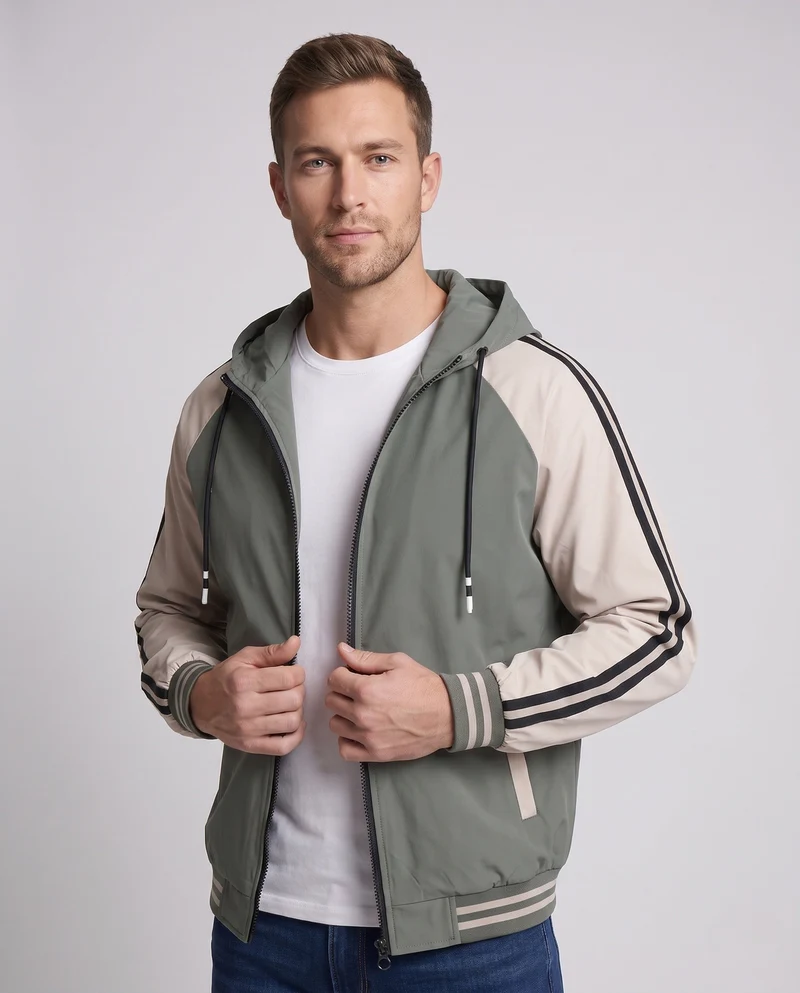 Herren Sportliche Kapuzenjacke mit Farbblockdesign Drune