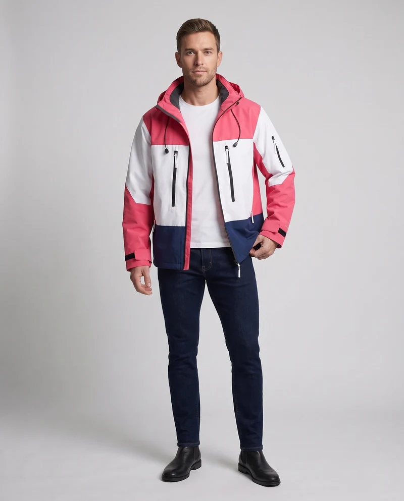 Herren Sport Outdoor Jacke mit verstellbarem Kapuzen Design Drune