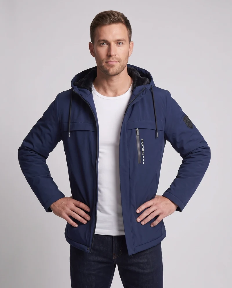 Herren sportliche Übergangsjacke mit gefütterter Kapuze Drune