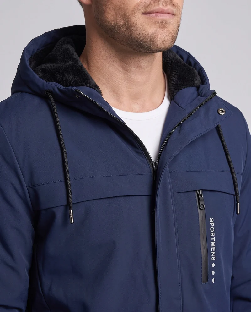 Herren sportliche Übergangsjacke mit gefütterter Kapuze Drune
