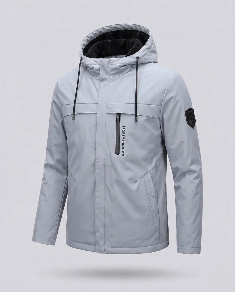 Herren sportliche Übergangsjacke mit gefütterter Kapuze Drune