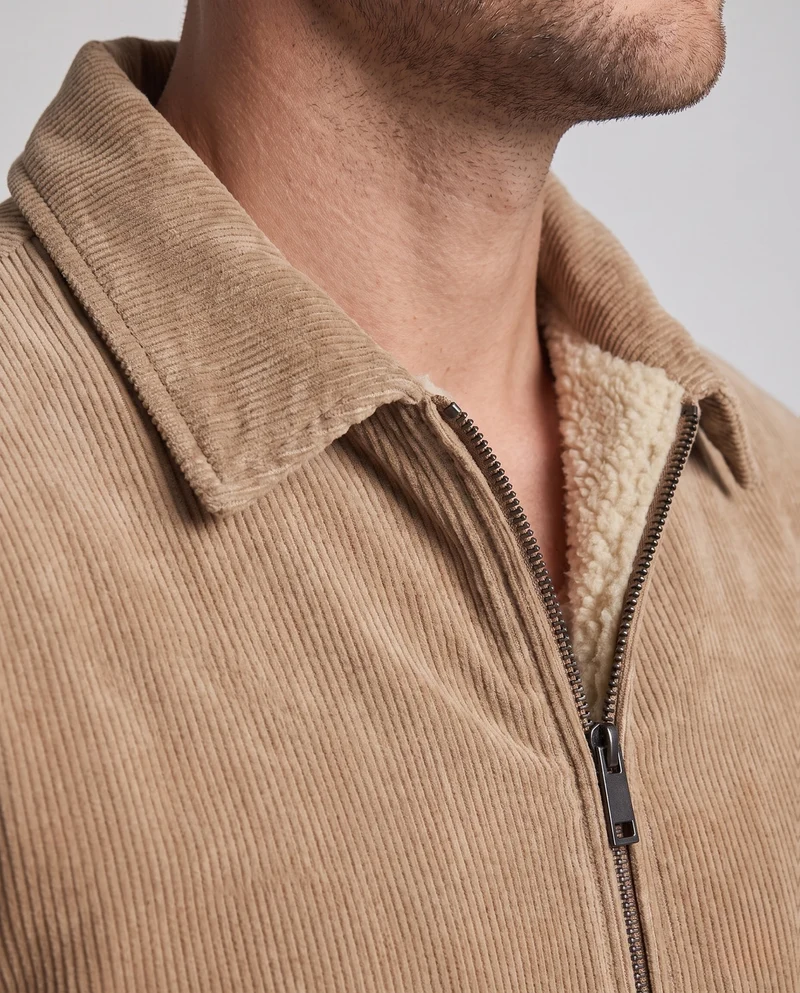 Herren gesteppte Jacke mit hohem Kragen und Fleece-Futter Drune