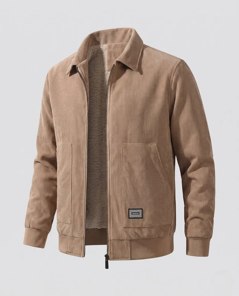 Herren gesteppte Jacke mit hohem Kragen und Fleece-Futter Drune
