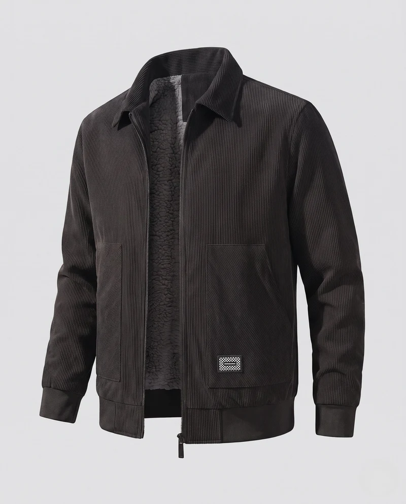 Herren gesteppte Jacke mit hohem Kragen und Fleece-Futter Drune