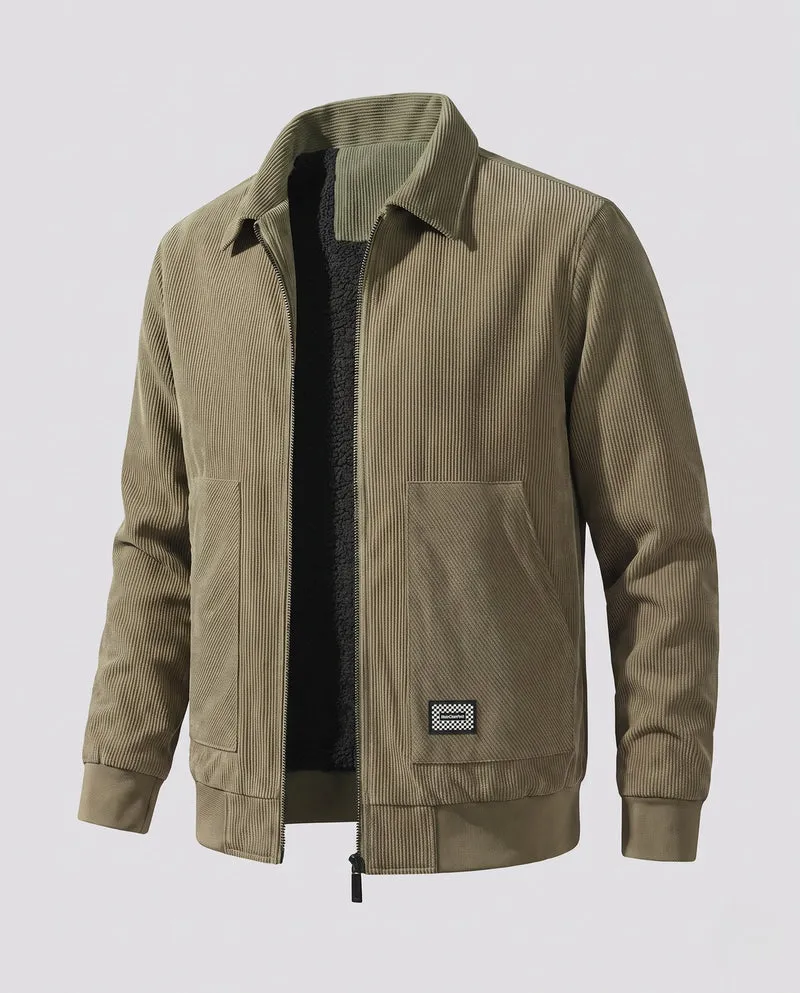 Herren gesteppte Jacke mit hohem Kragen und Fleece-Futter Drune