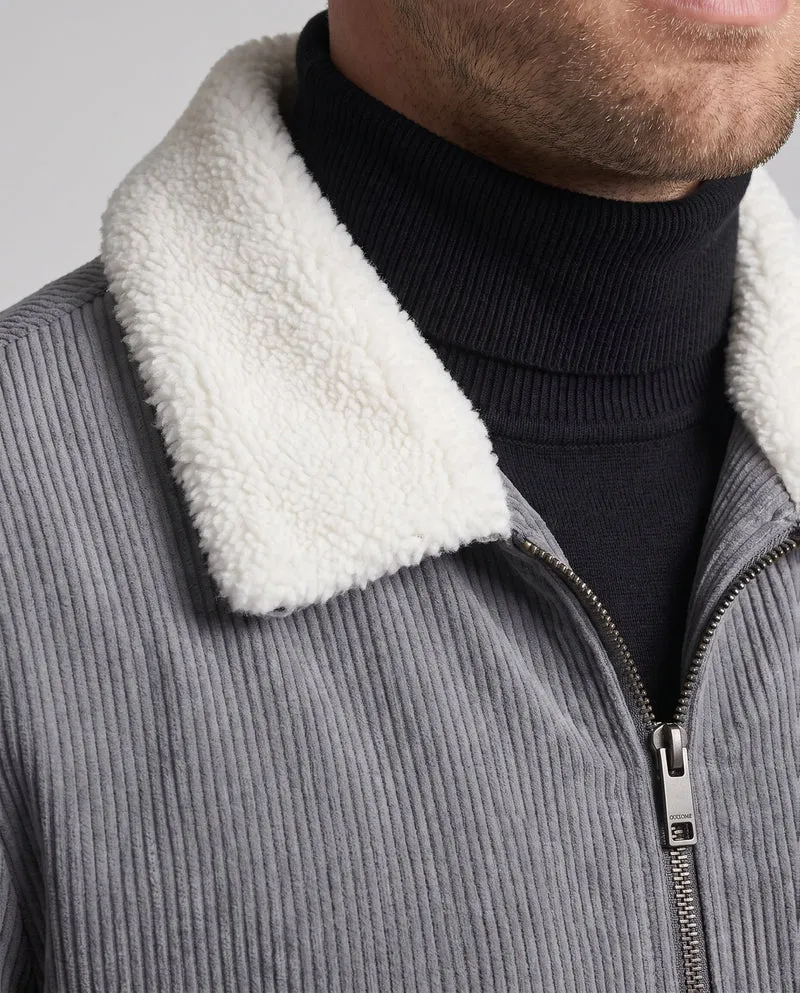 Stylische Herren Cordjacke mit Teddykragen Drune