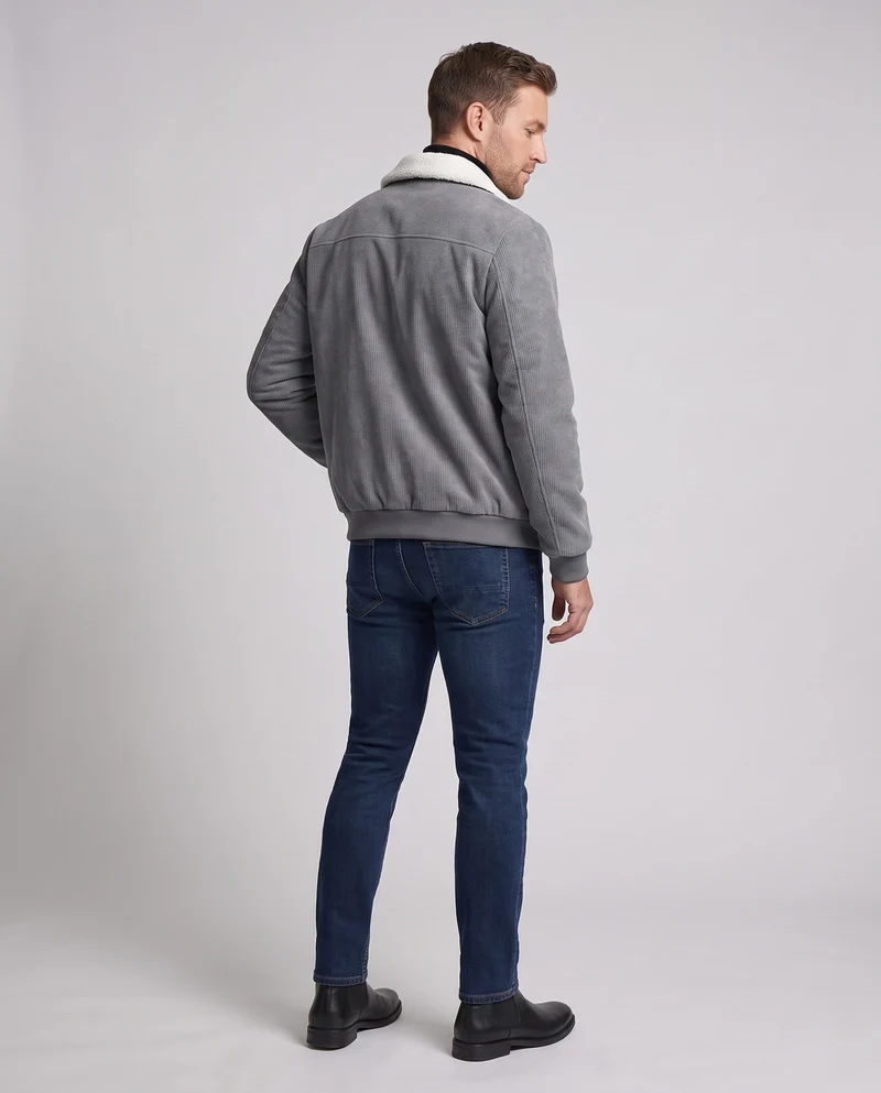 Stylische Herren Cordjacke mit Teddykragen Drune