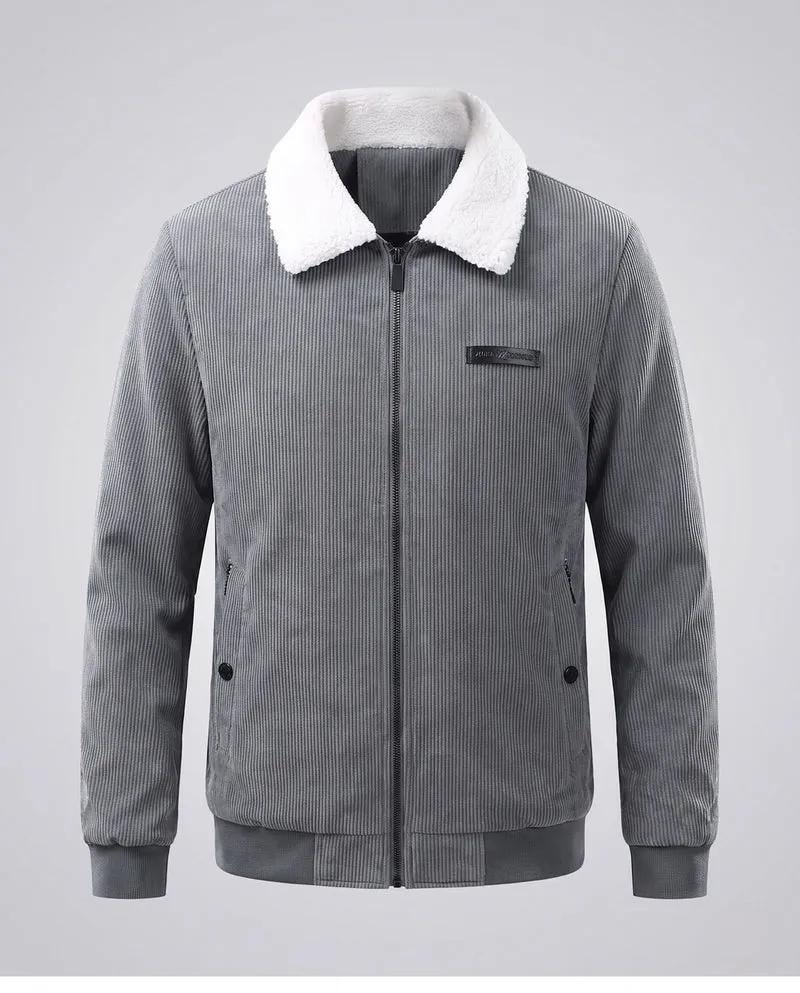 Stylische Herren Cordjacke mit Teddykragen Drune