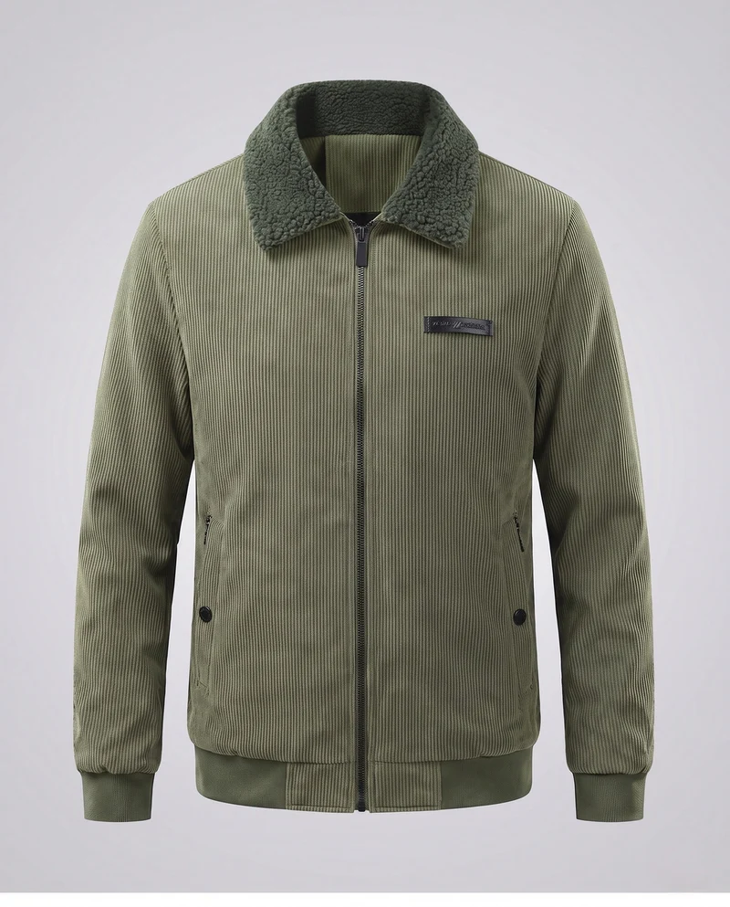 Stylische Herren Cordjacke mit Teddykragen Drune