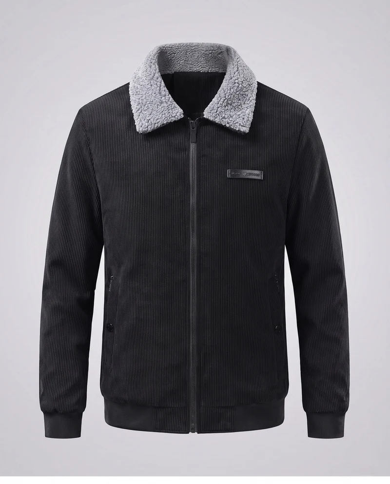 Stylische Herren Cordjacke mit Teddykragen Drune