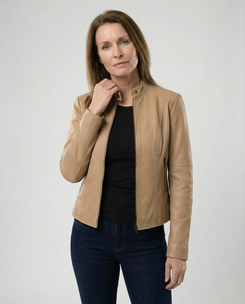 Damenjacke Lederlook maßgeschneidert