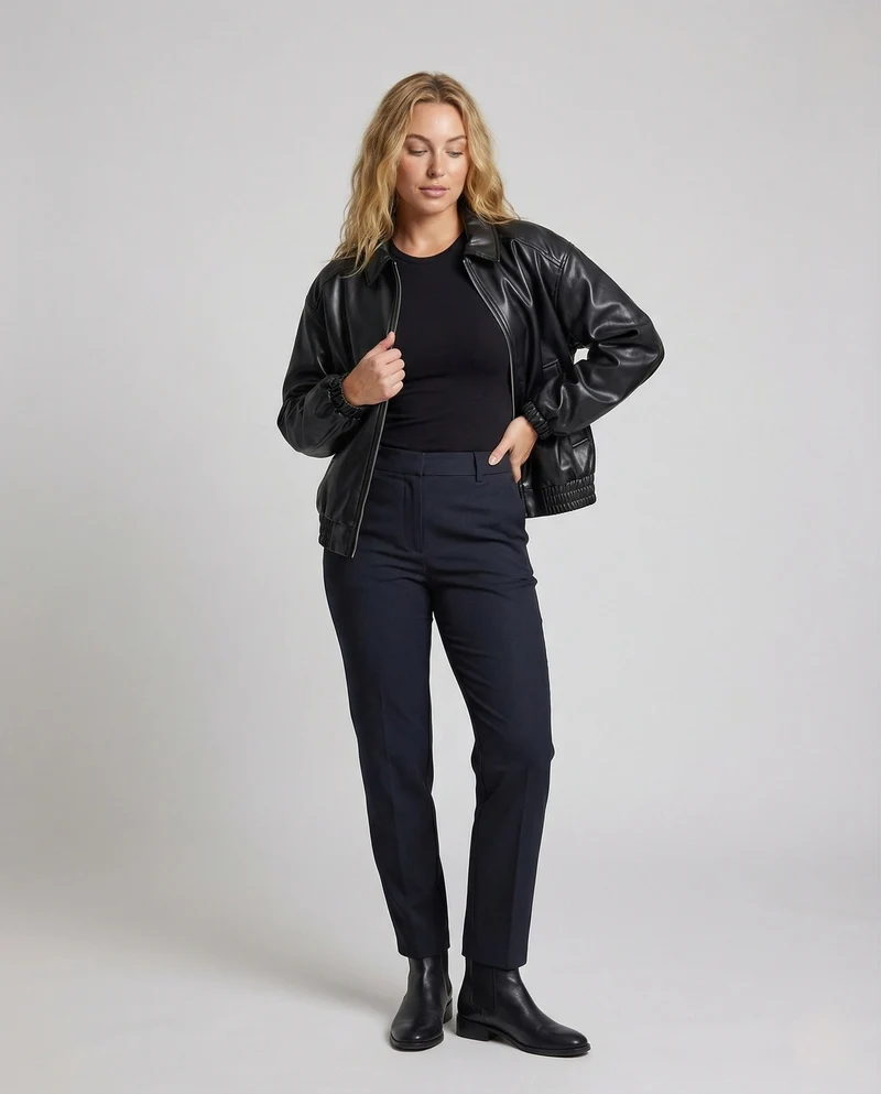 Damen Oversize Utility Jacke Kunstleder