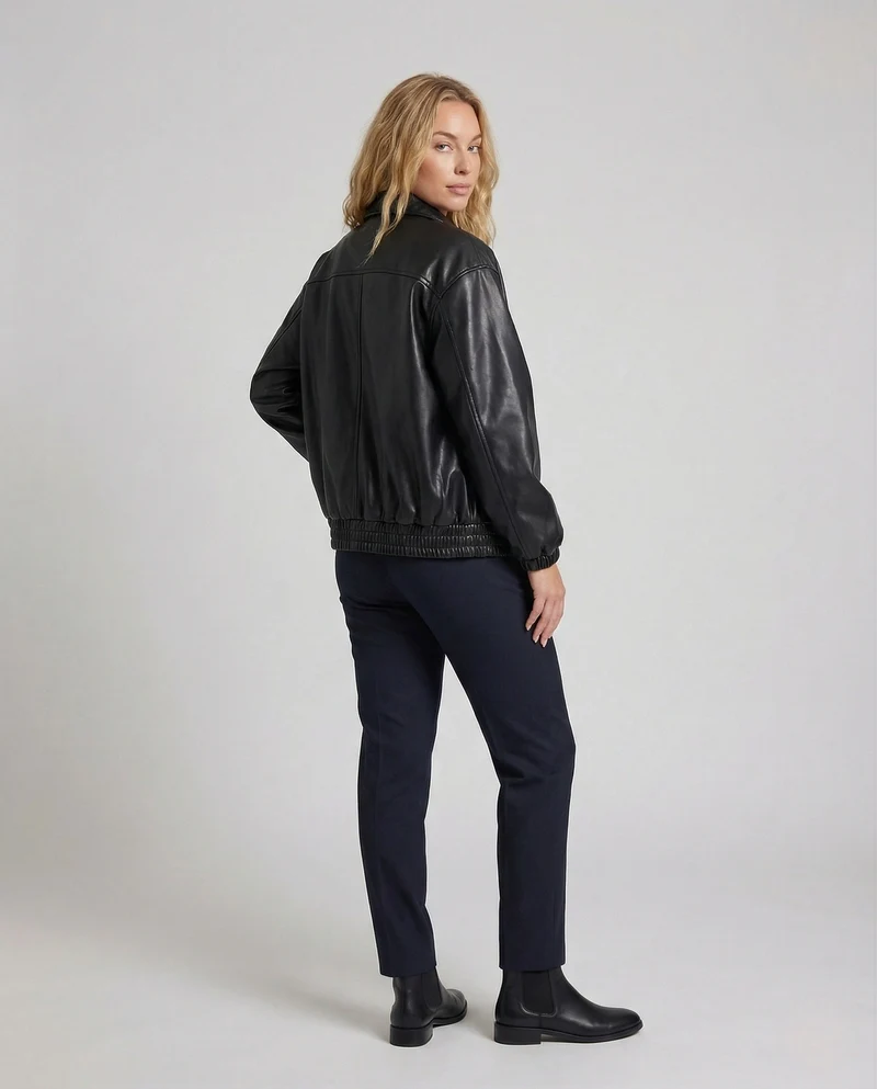 Damen Oversize Utility Jacke Kunstleder