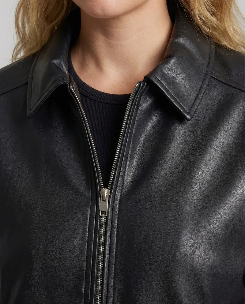 Damen Oversize Utility Jacke Kunstleder