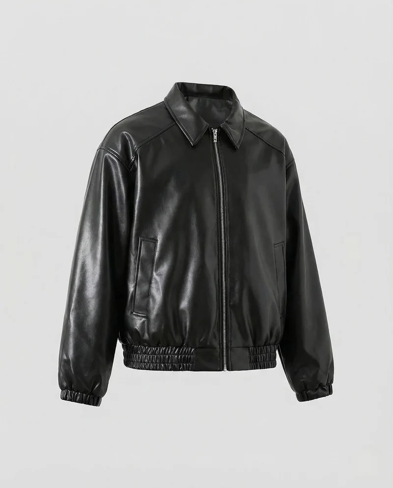 Damen Oversize Utility Jacke Kunstleder