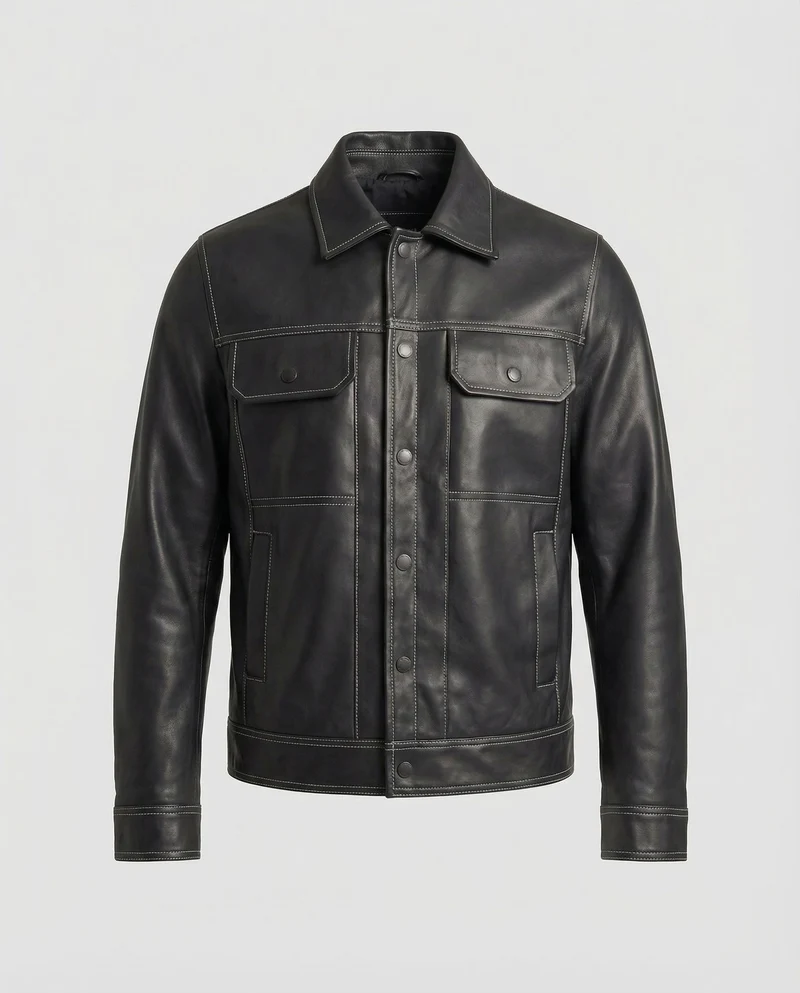 Herren Overshirt Jacke Lederlook