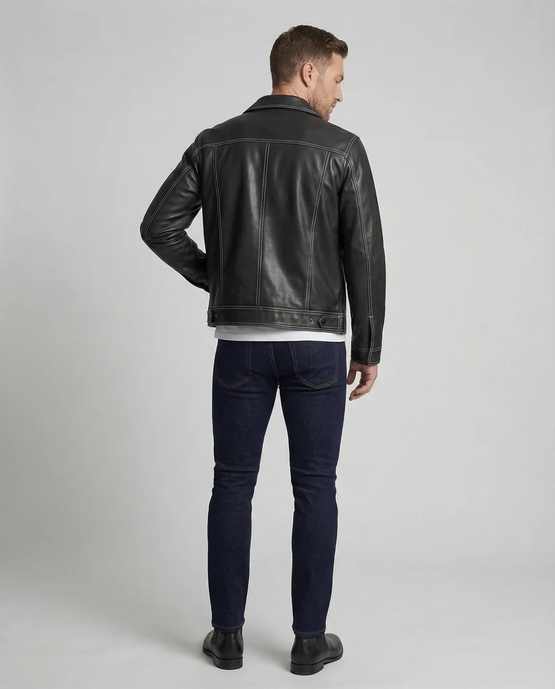 Herren Overshirt Jacke Lederlook