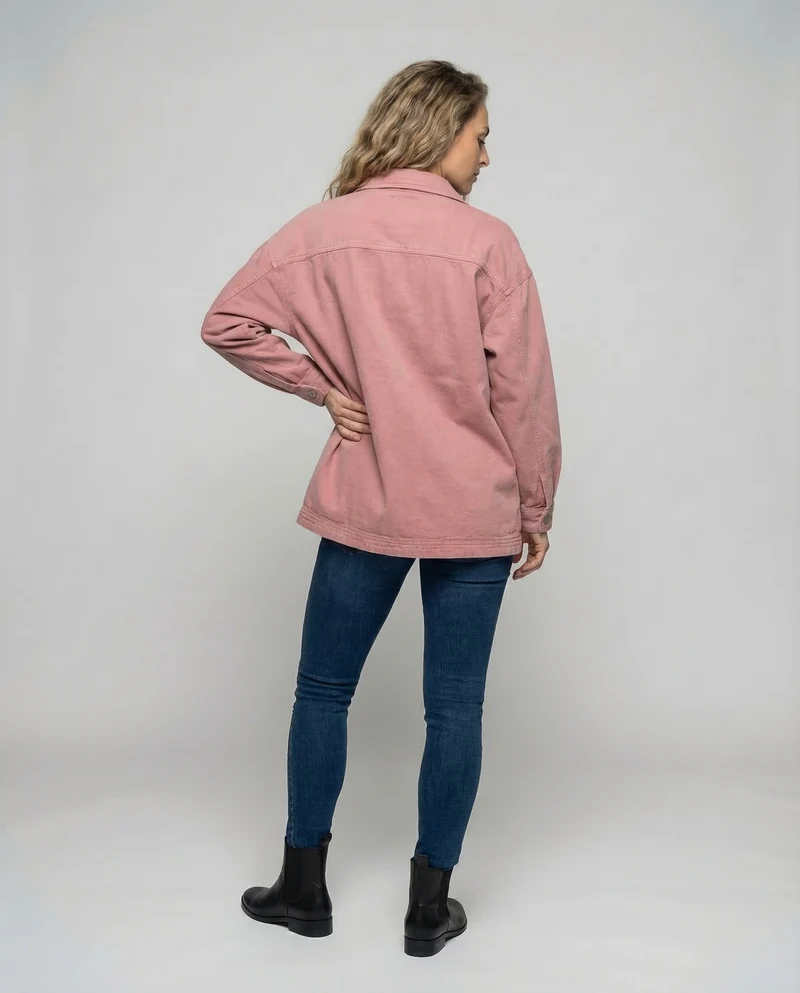 Damen Casual Overshirt Jacke mit aufgenähten Taschen