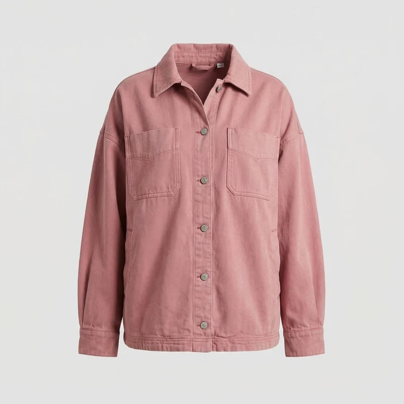 Damen Casual Overshirt Jacke mit aufgenähten Taschen