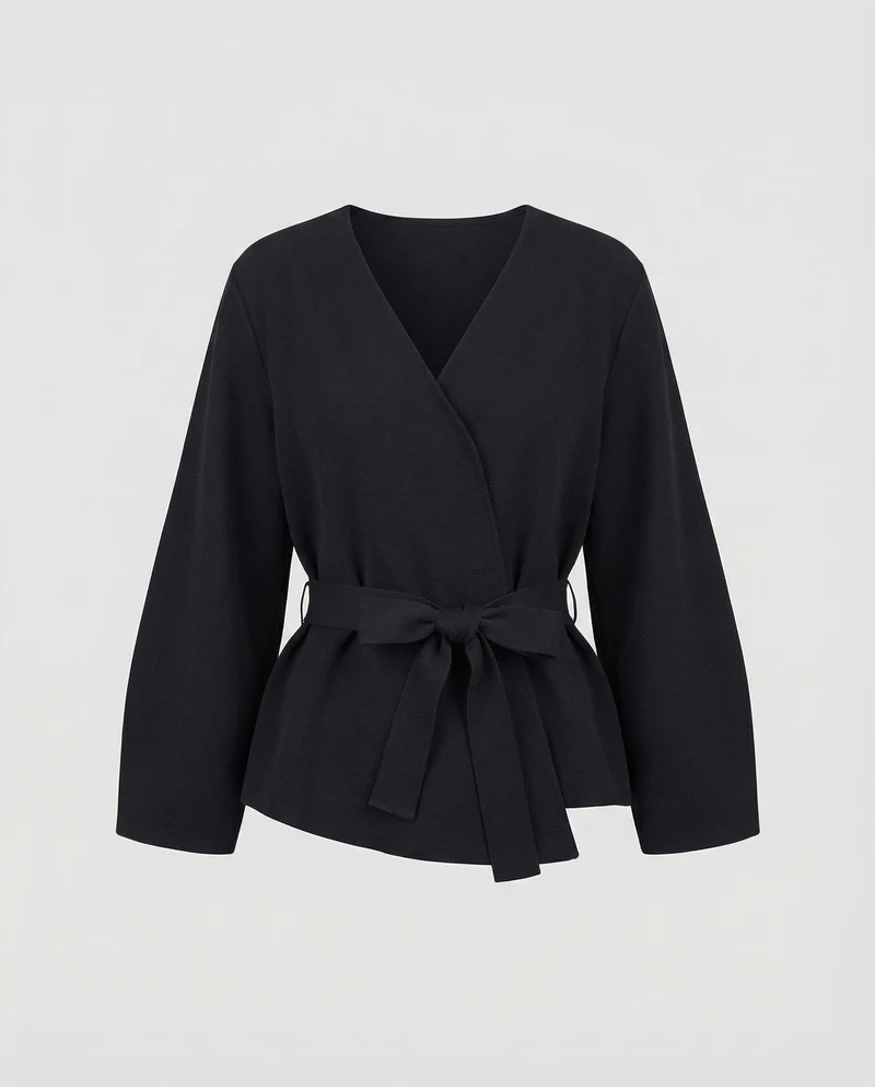 Damen Wickel-Kimono-Jacke mit Taillengürtel