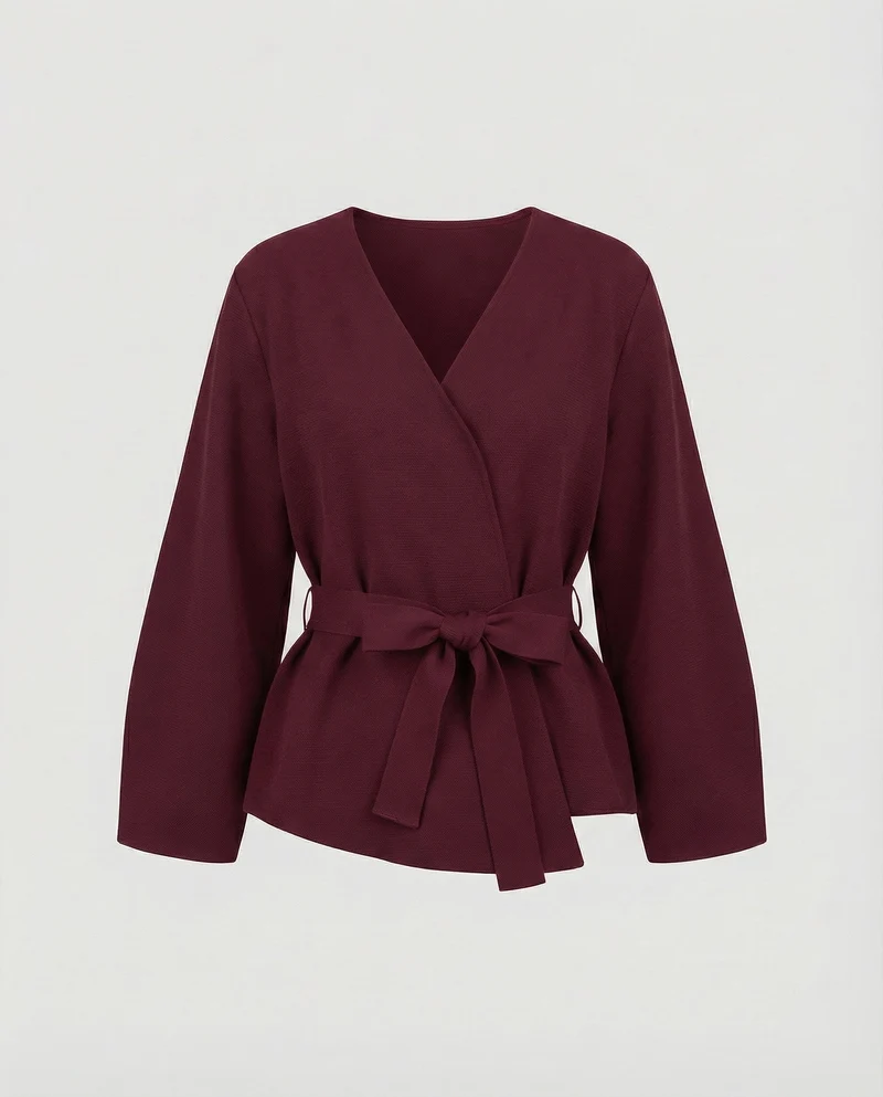 Damen Wickel-Kimono-Jacke mit Taillengürtel
