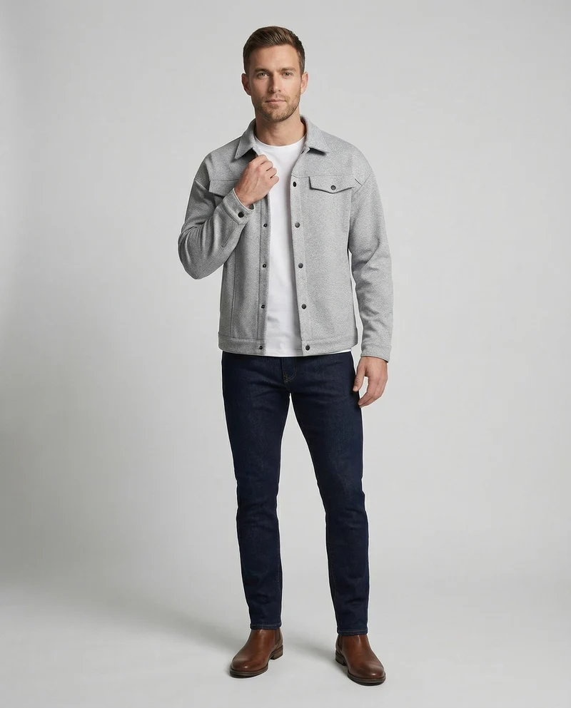 Herren Robustes Wollmischungs-Overshirt-Jacke