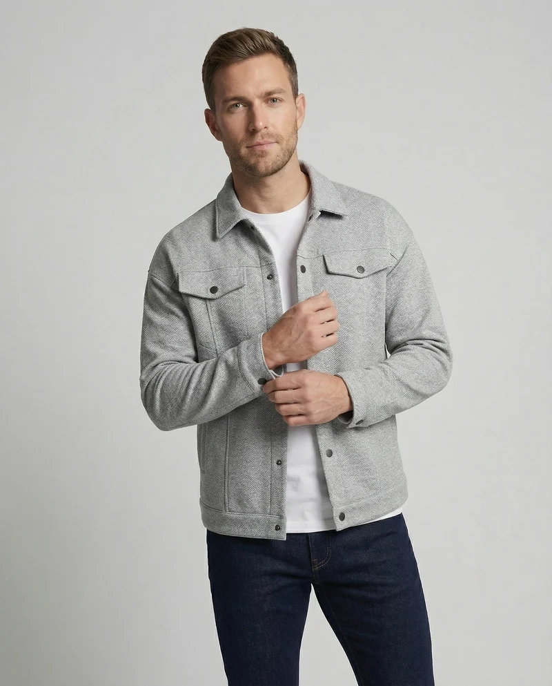 Herren Robustes Wollmischungs-Overshirt-Jacke