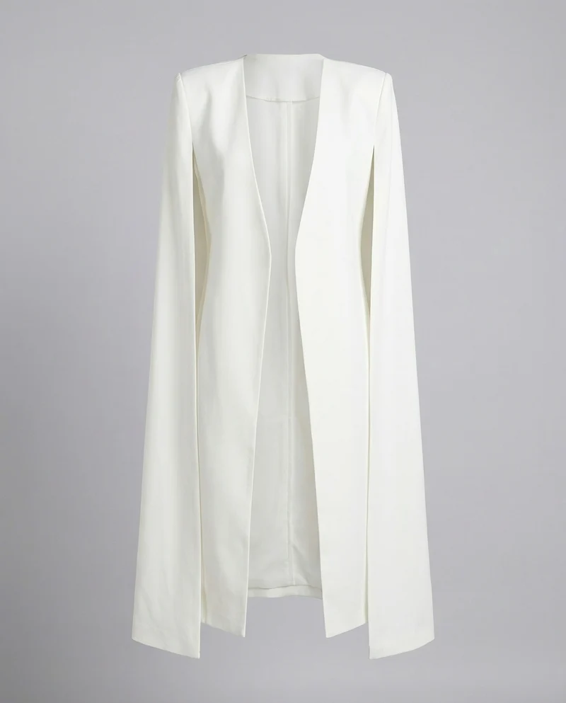 Damen lange Capejacke mit offener Vorderseite und taillierter Passform Drune