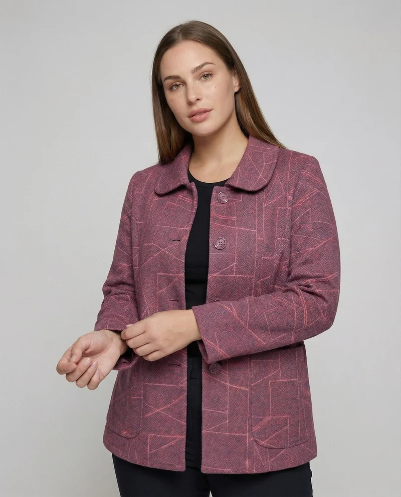 Damen Elegante Geometrische Wollmischung Jacke