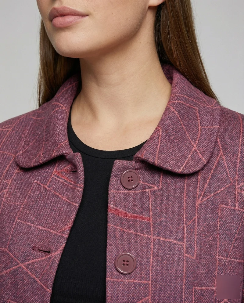 Damen Elegante Geometrische Wollmischung Jacke