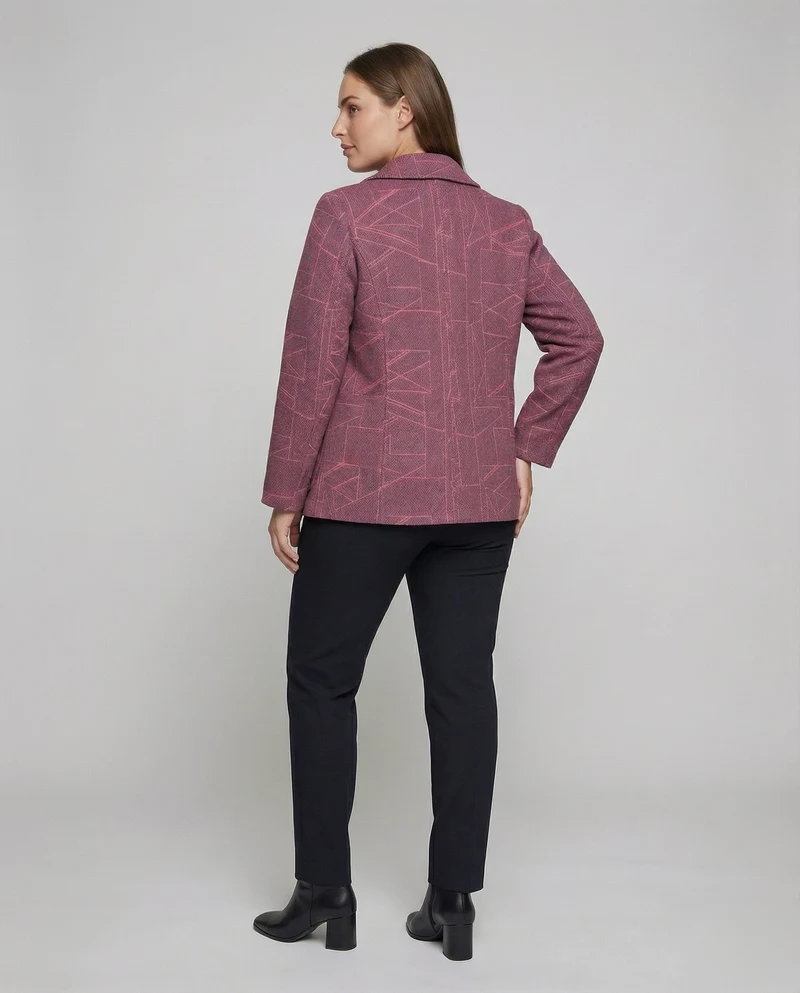 Damen Elegante Geometrische Wollmischung Jacke
