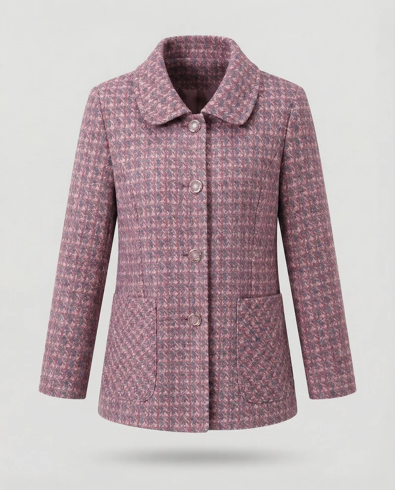 Damen Elegante Geometrische Wollmischung Jacke